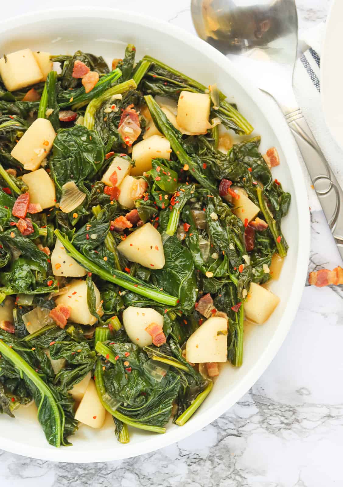 Smoky, fragrant and spicy turnip leaves