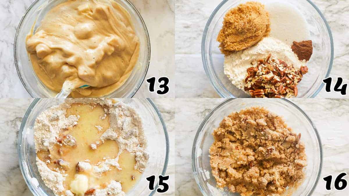 Finish the apple bread batter and combine the streusel ingredients