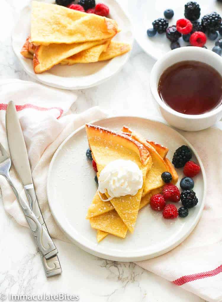 German Pancakes with fruit and cream