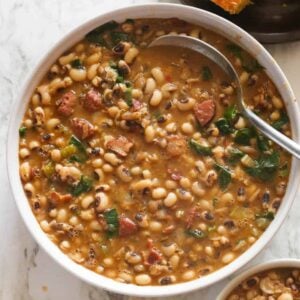 A soul-warming bowl of Southern Black-Eyed Peas with cornbread