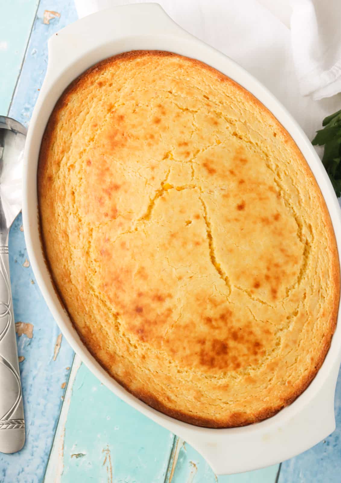 Corn souffle fresh from the oven