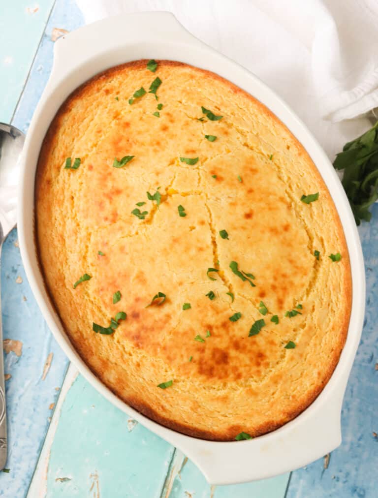 Freshly baked corn souffle