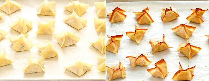 Baking the crab rangoon to perfection