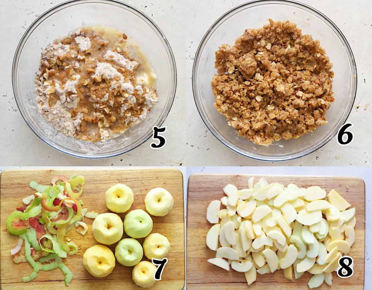 Finish the streusel and slice the apples