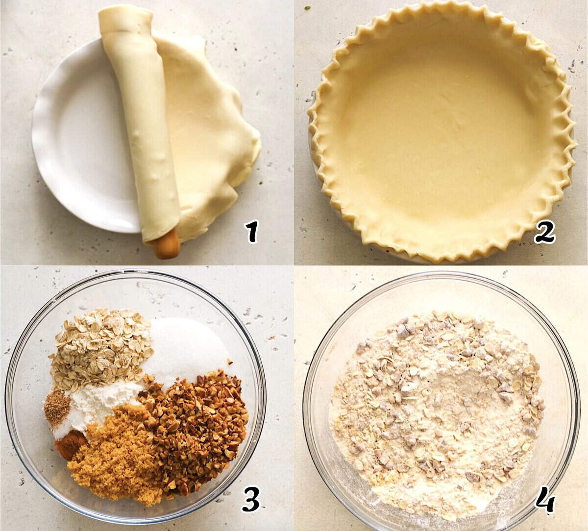 Prep the crust and make the streusel topping.