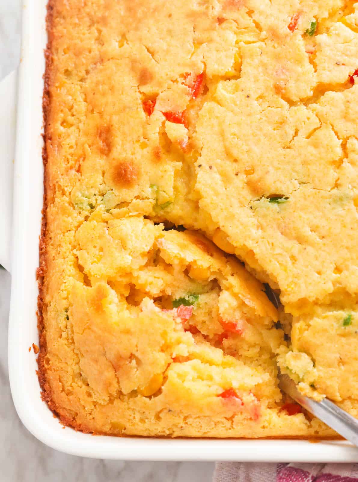 Quick and easy Jiffy cornbread casserole from DIY corn muffin mix