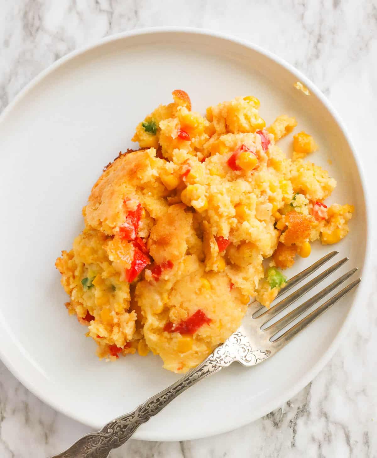 A satisfying serving of Jiffy corn casserole