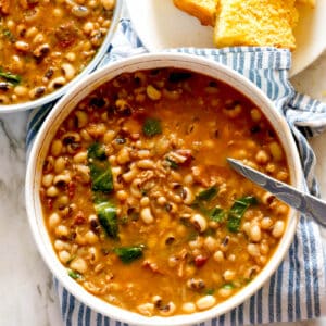 A hearty bowl of black-eyed pea soup