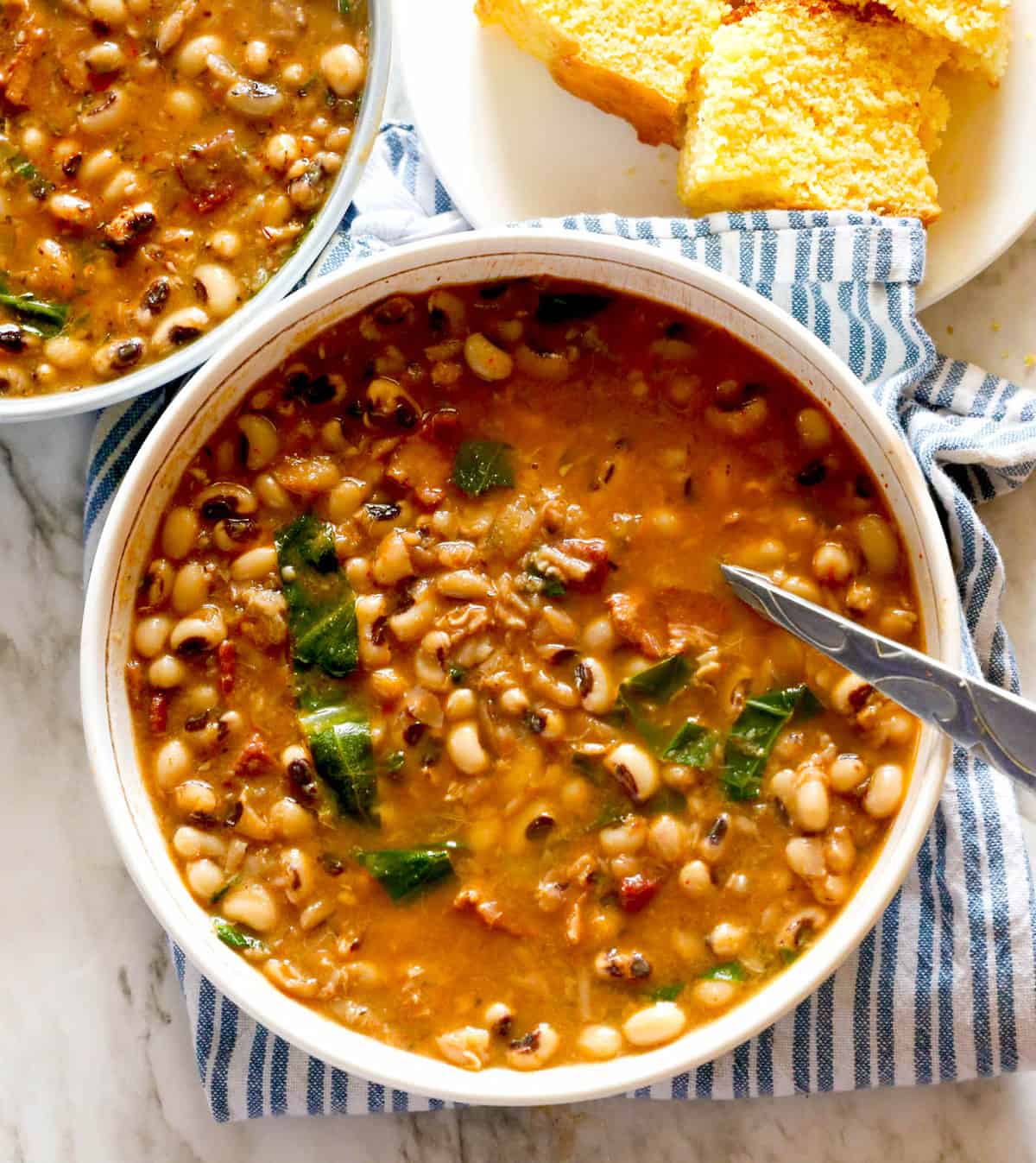 A hearty bowl of black-eyed pea soup