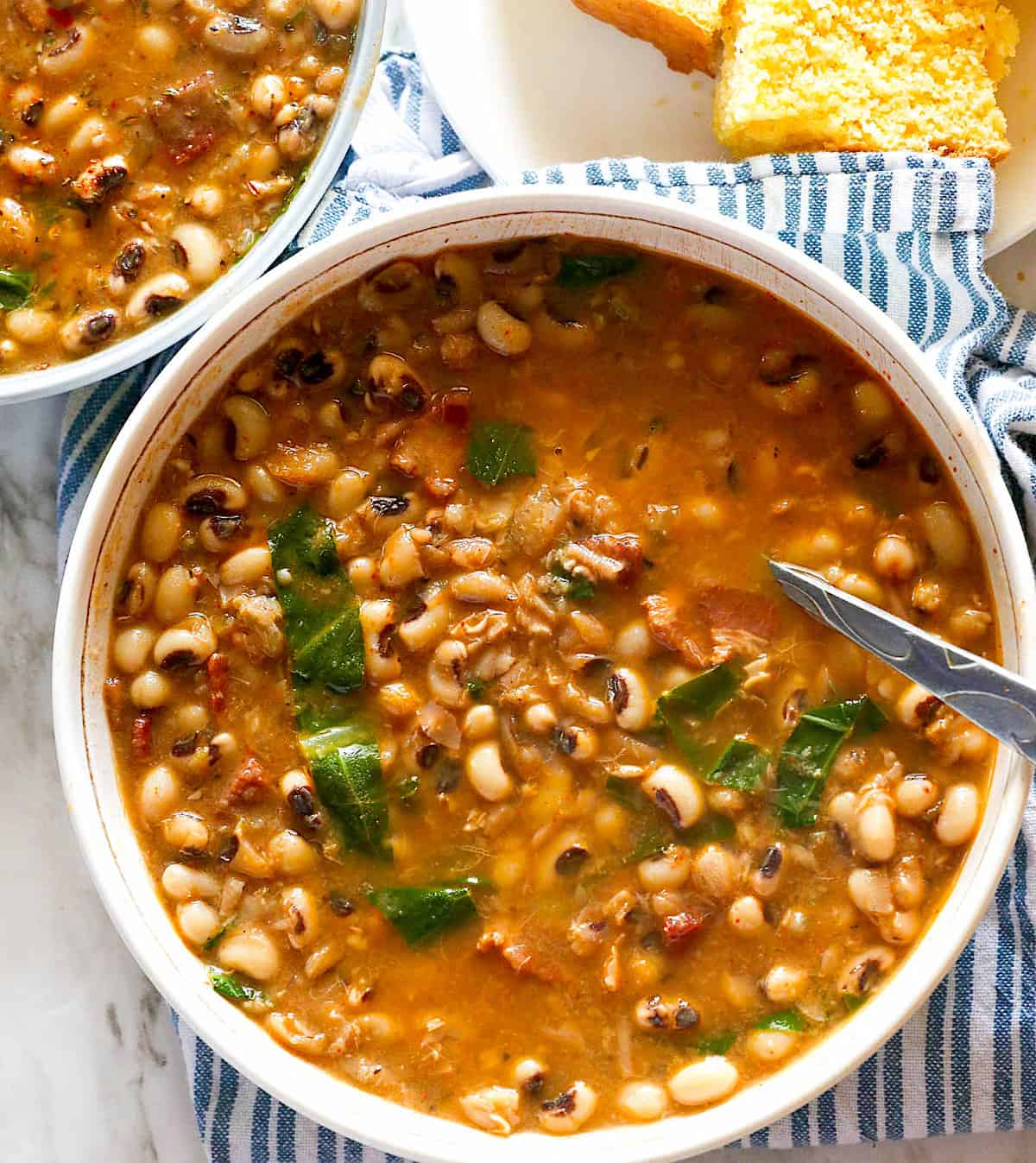 A comforting bowl of black-eyed pea soup