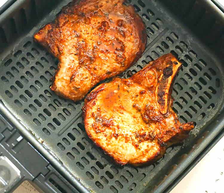 Air fryer pork chops ready to serve