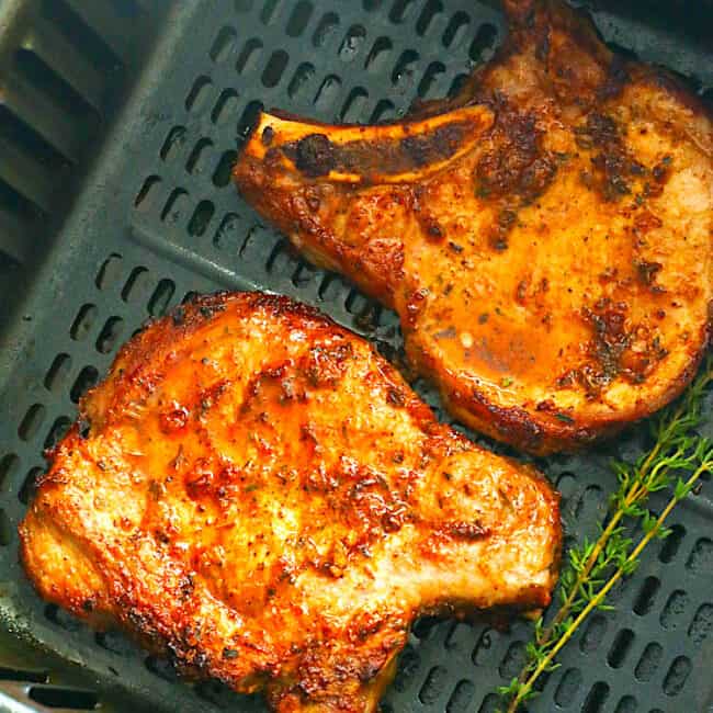 Fork-tender pork chop in the air fryer