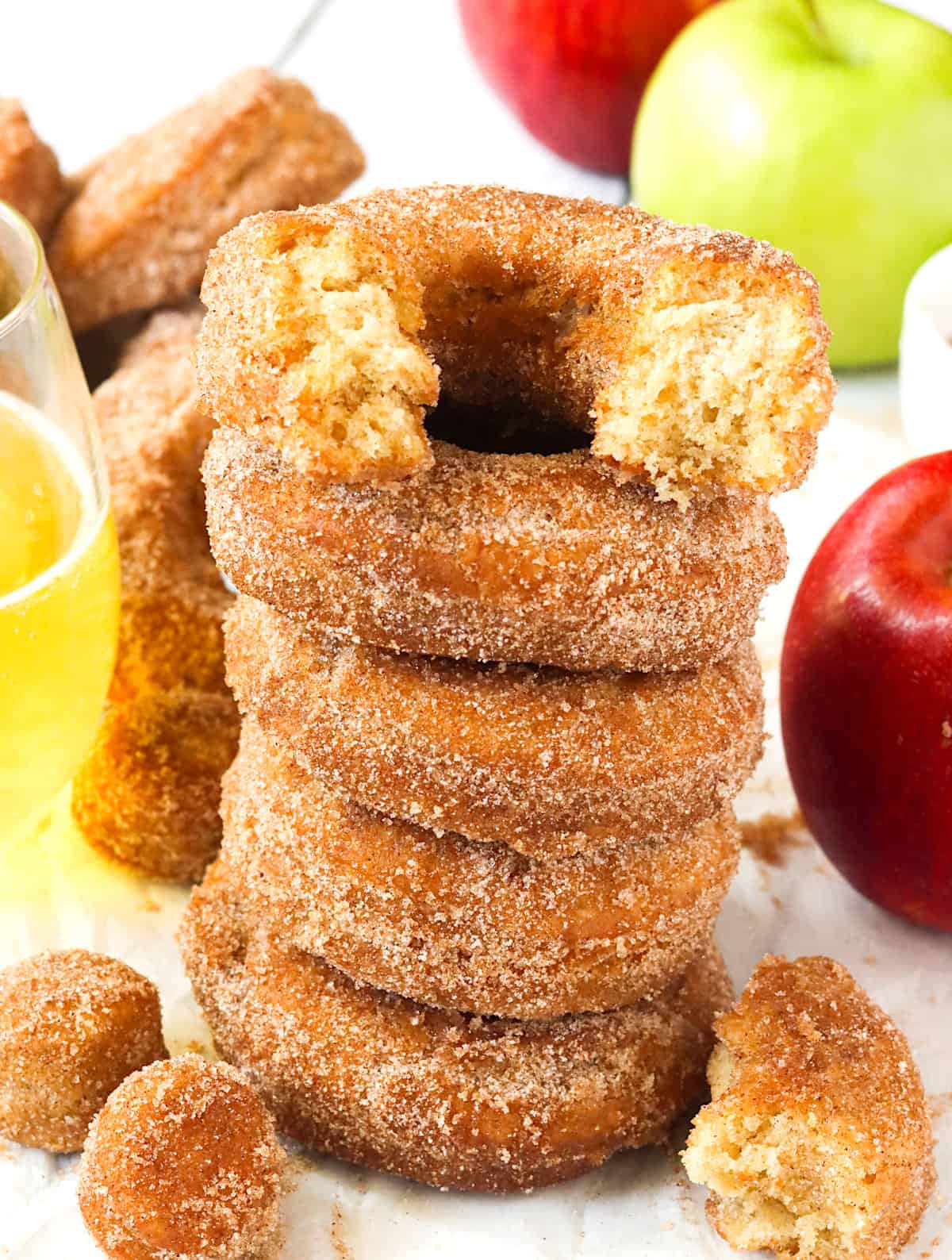 Enjoying apple cider donuts in the fall