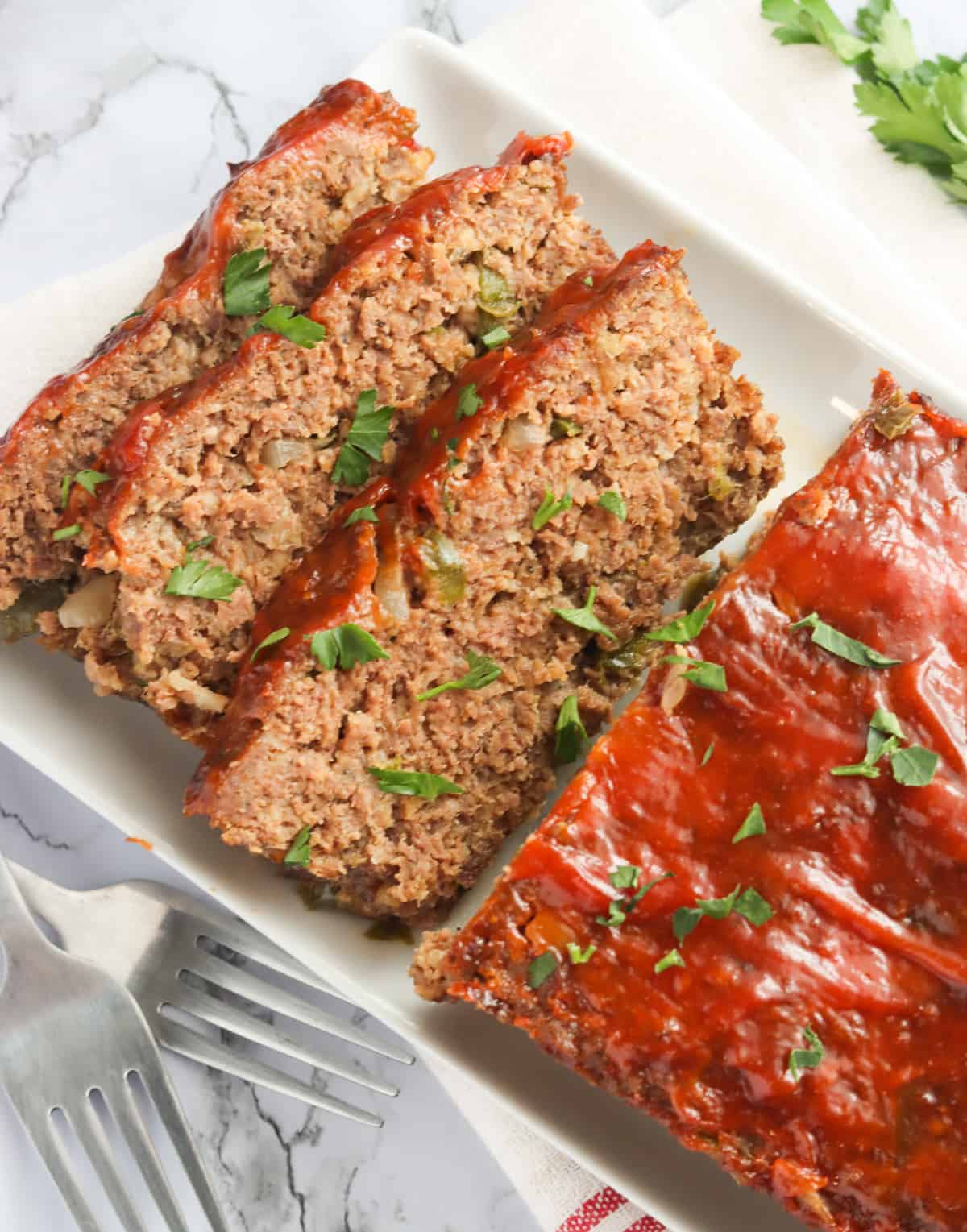 Sliced Southern meatloaf ready to please