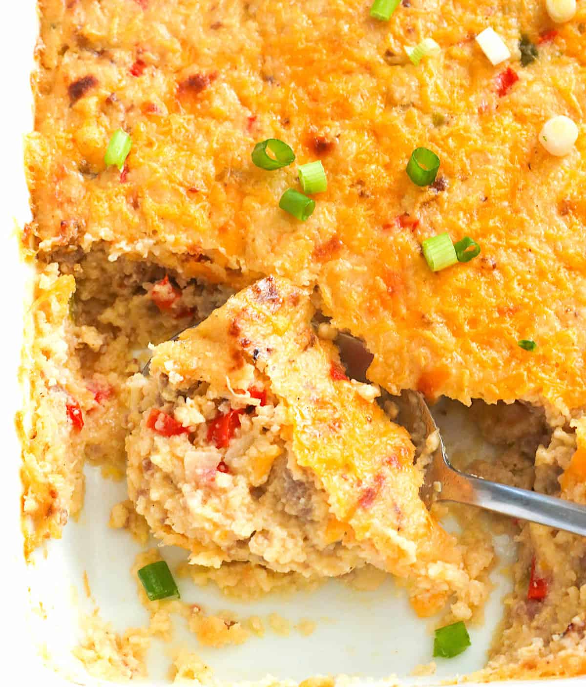 Gratefully serving cheesy grits casserole