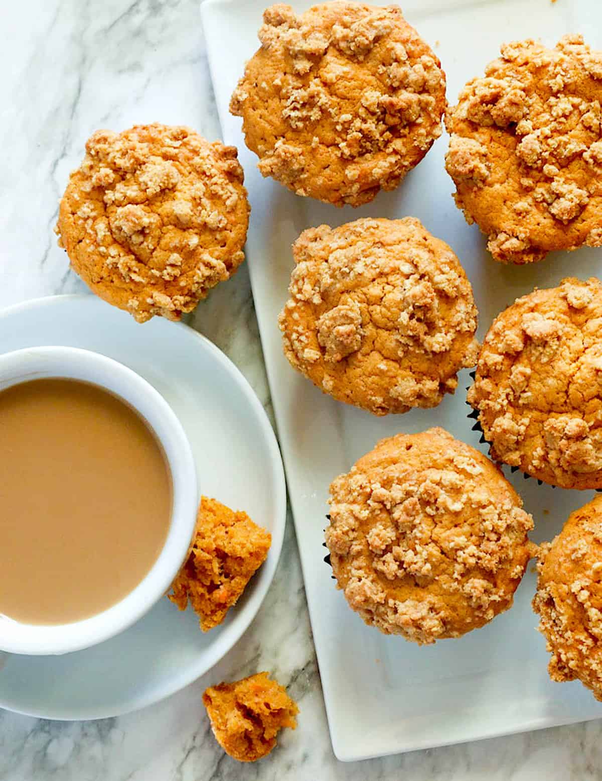 Moist and decadent sweet potato muffins with coffee