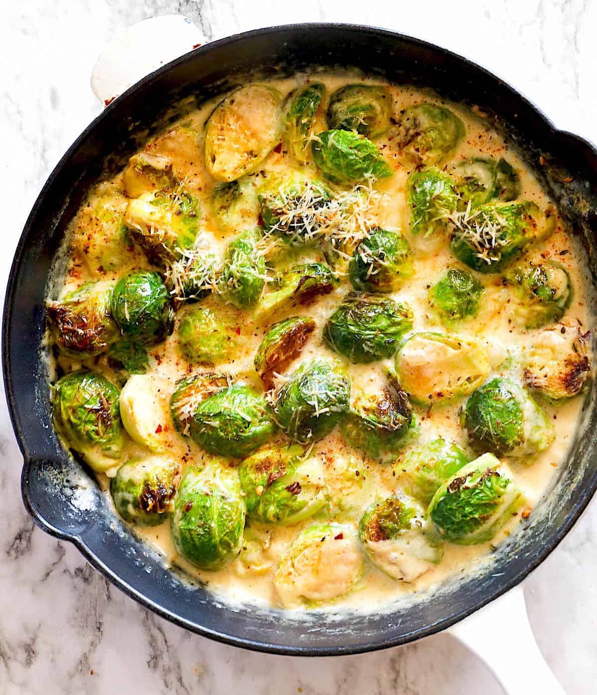 Deliciosly creamy Brussels sprouts