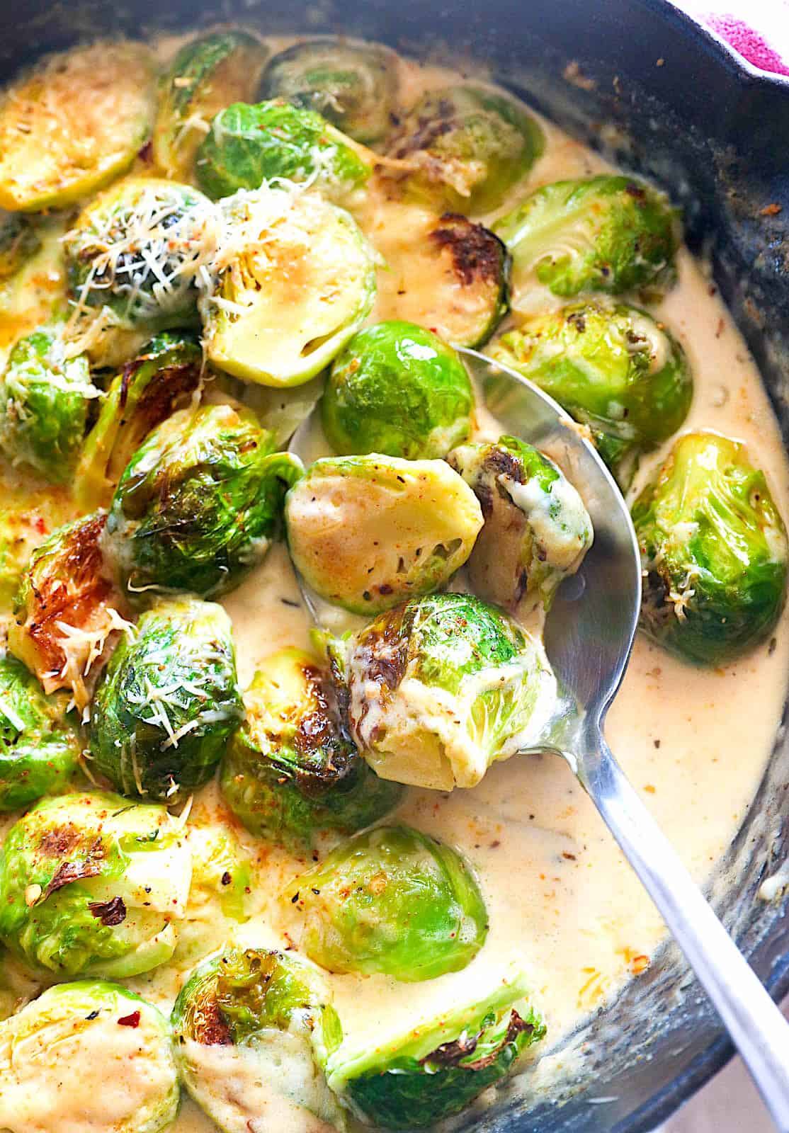 Enjoying creamy Brussels sprouts for healthy comfort food