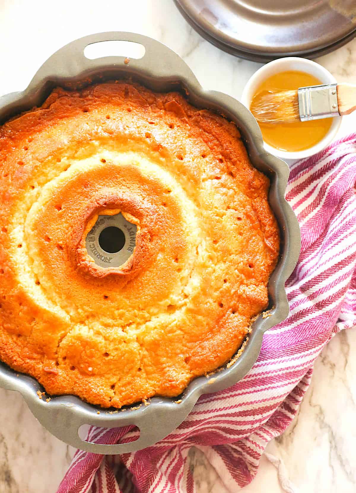 Kentucky butter cake fresh from the oven and ready to glaze