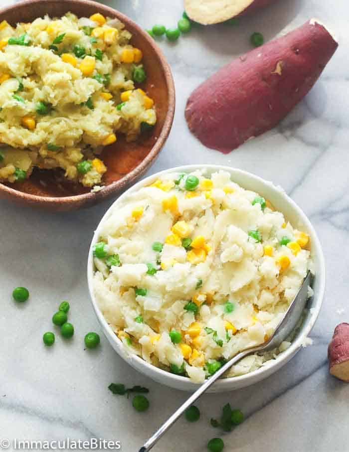 A classic Kenyan dish, irio, with peas and corn for the win
