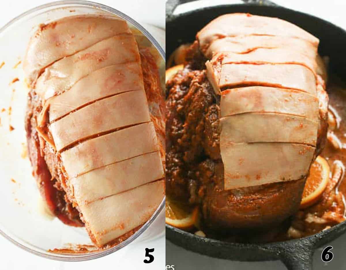 Remove roast from marinade and place in oven