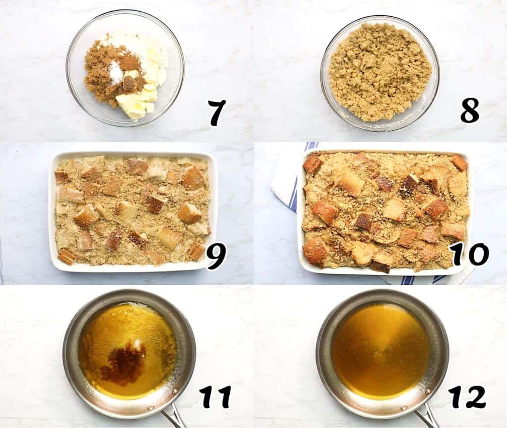 Make the crumb topping, bake, and make the syrup.