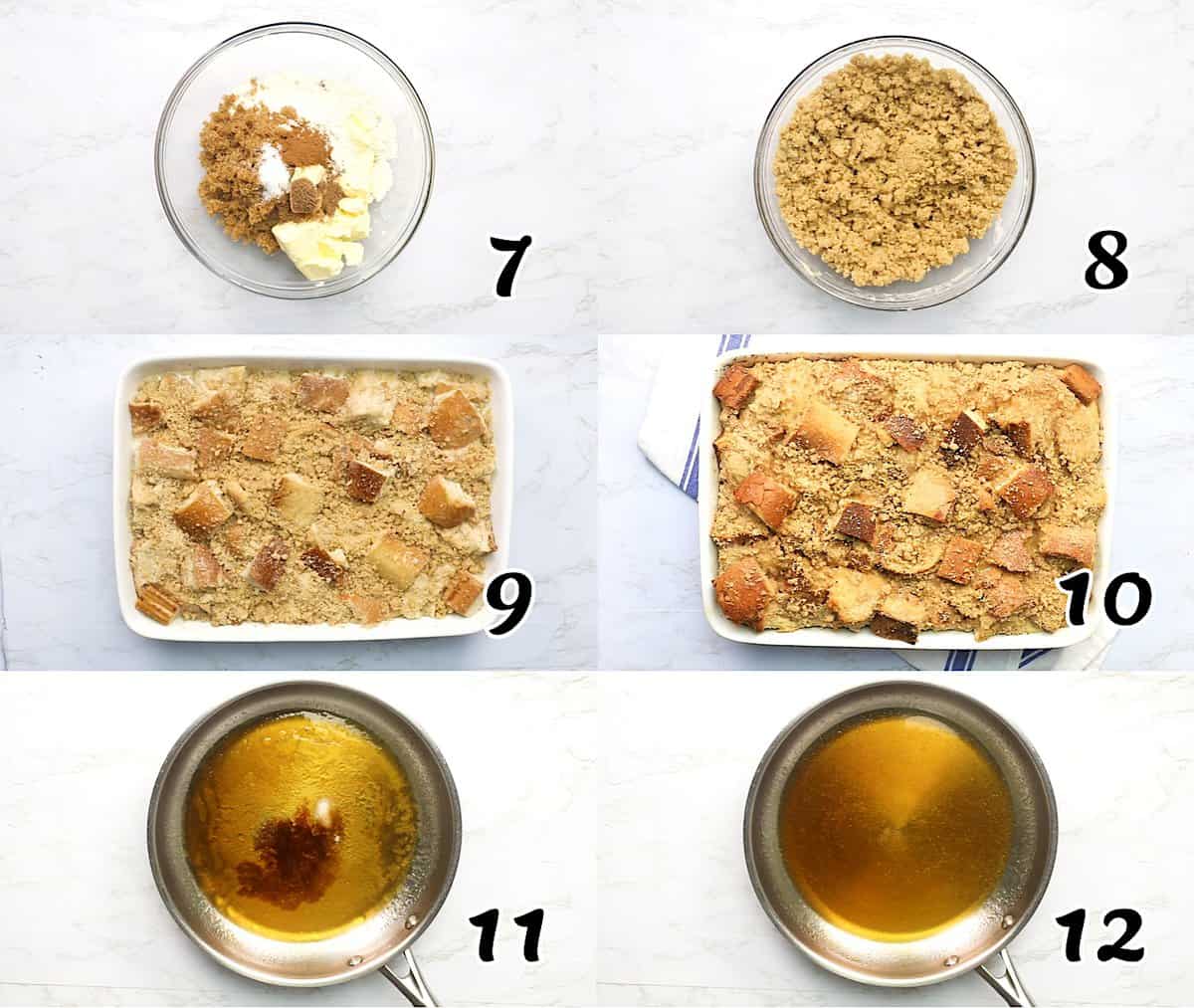 Make the crumb topping, bake, and make the syrup