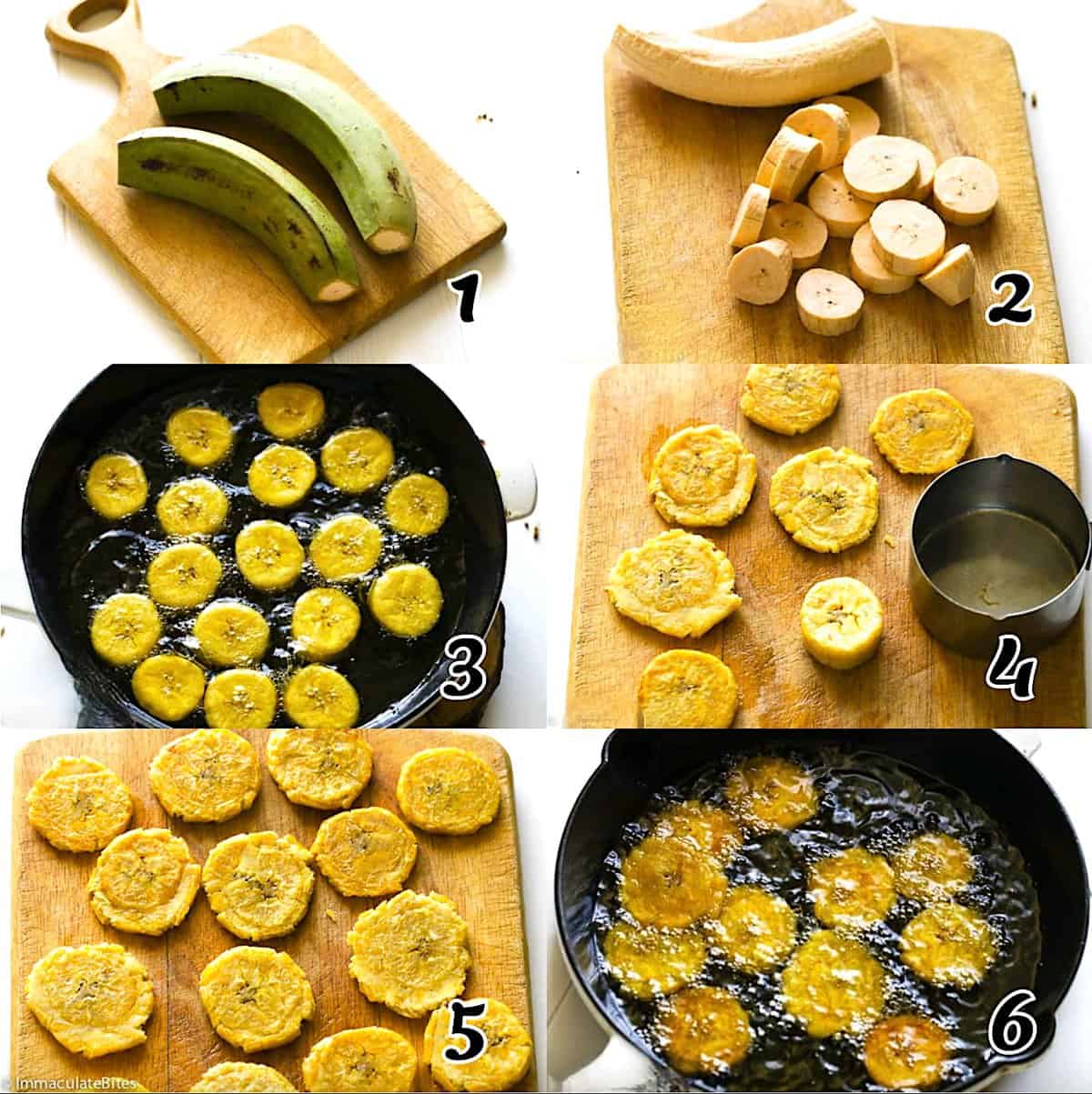 Peel and slice the plantains, fry, mash, and fry some more