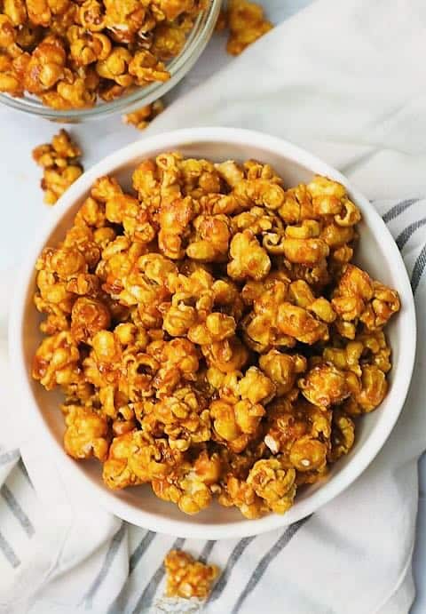 Enjoy fresh bowl of caramel popcorn