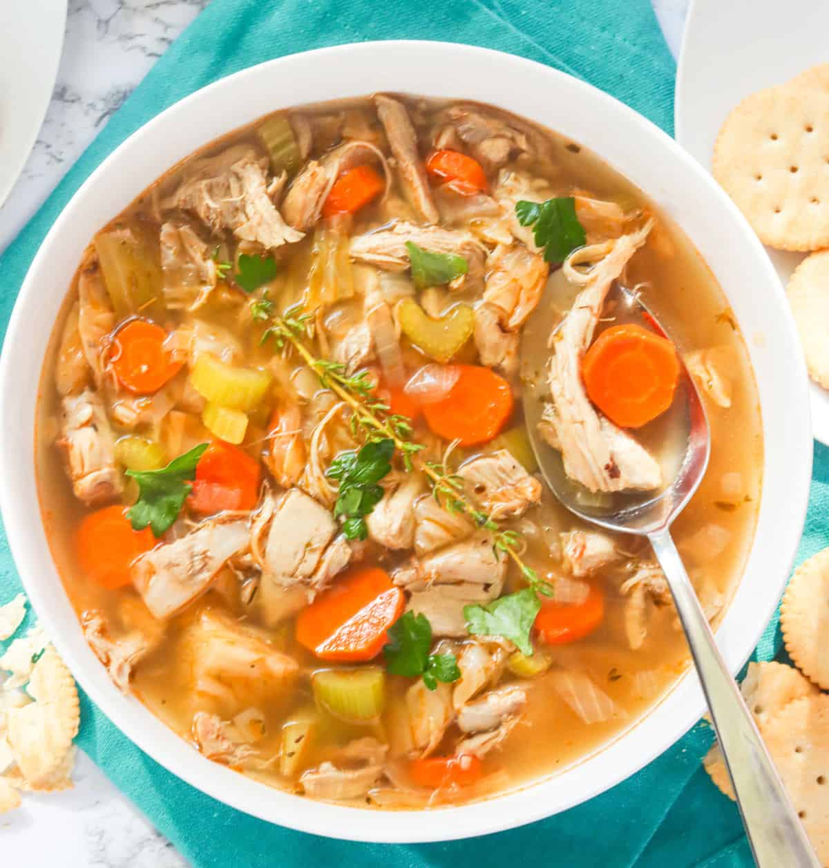 Enjoy a hearty bowl of chicken cabbage soup