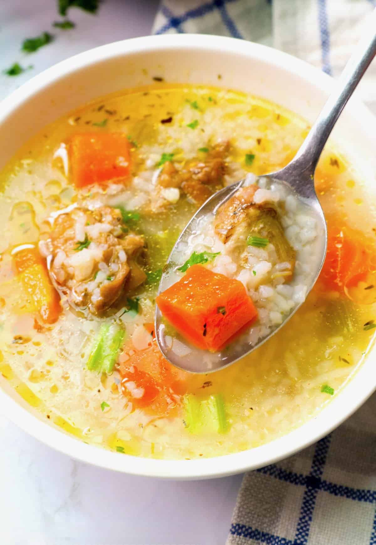 Savourez une soupe au poulet et au riz