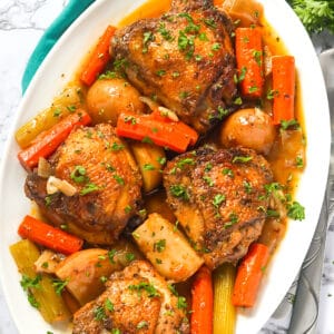 Slow cooker chicken thighs for a delicious and super easy dinner