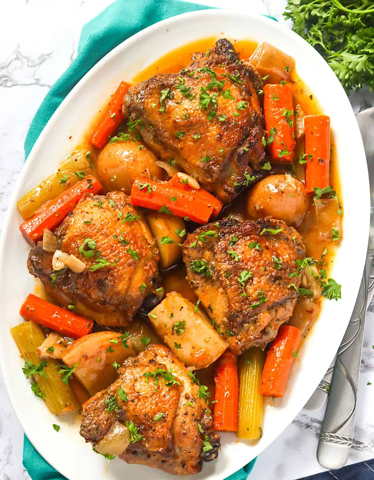 Slow cooker chicken thighs for a delicious and super easy dinner