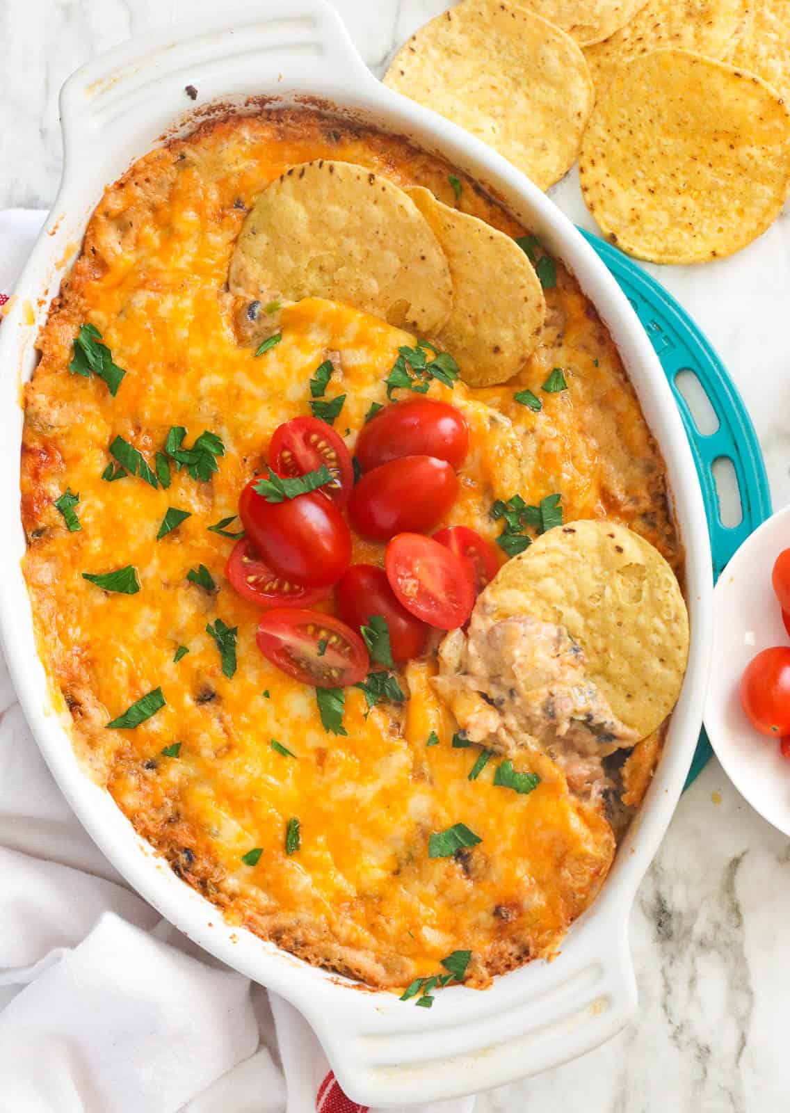 Black-Eyed Pea Dip â€“ savory, spicy, creamy, hot cheese bubbly