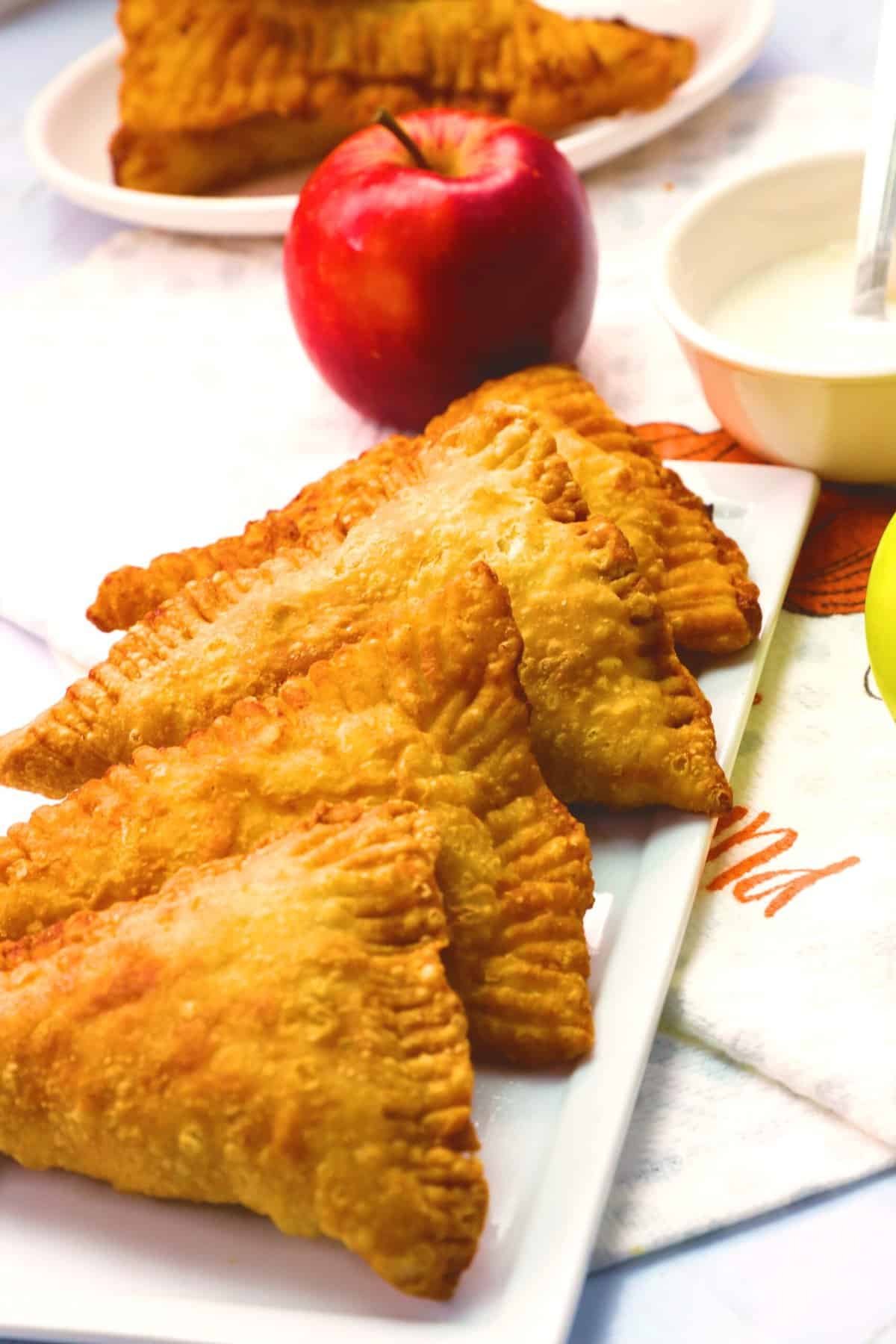A plateful of insanely delicious fried apple pies.