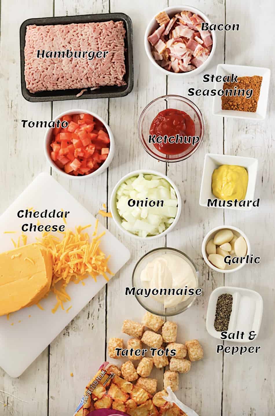 What you need to make a cheeseburger tater tot casserole