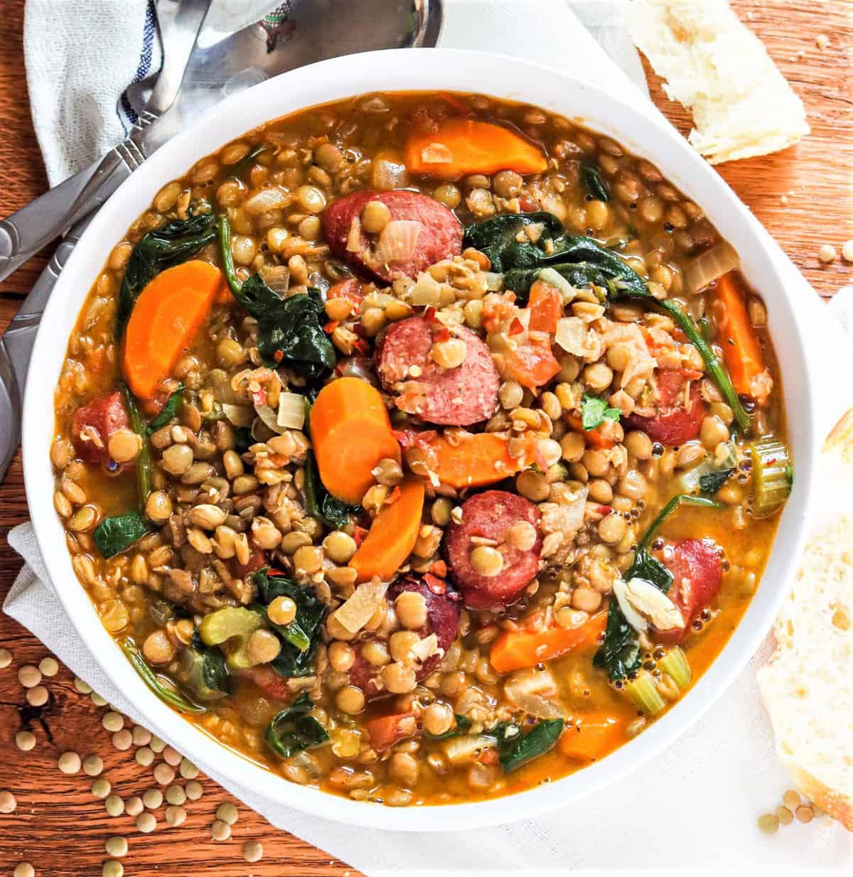 Sausage Lentil Soup – Hearty, satisfying, and flavorful