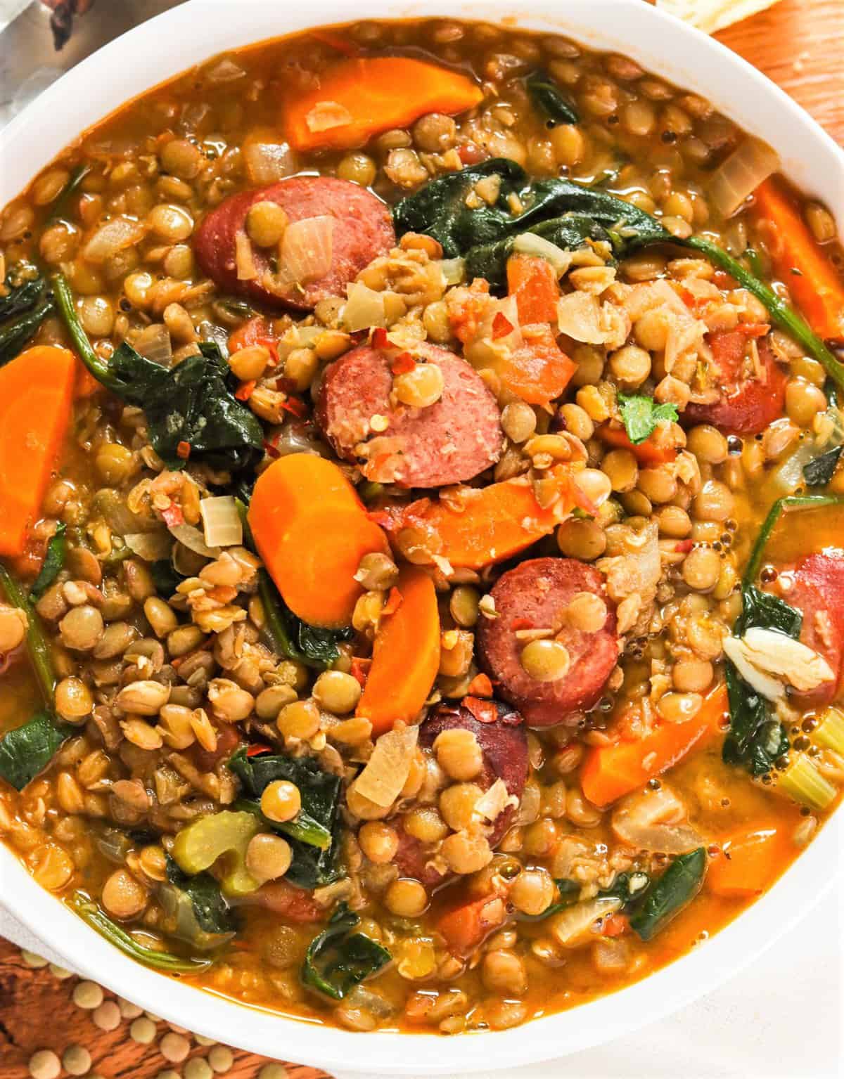 Your family will love the sausage lentil soup