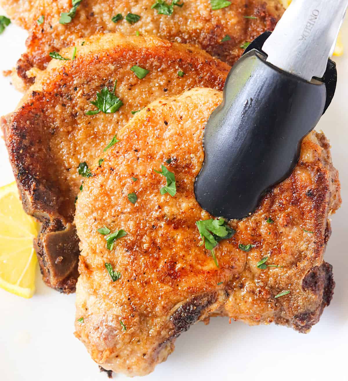 The best fried pork chops are hot from the stove
