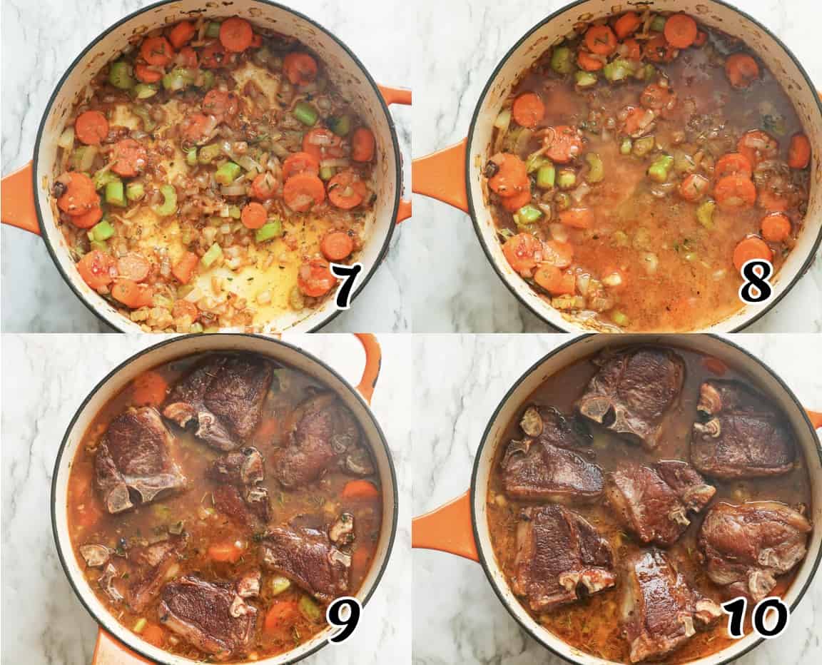 Ajouter le bouillon et la viande puis laisser mijoter