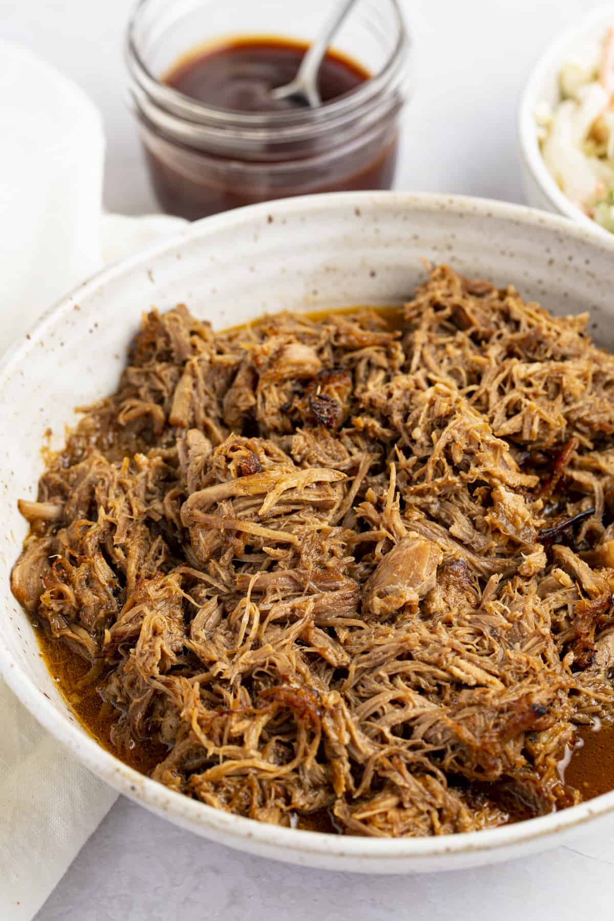 Mouthwatering Instant Pot pulled pork ready to serve
