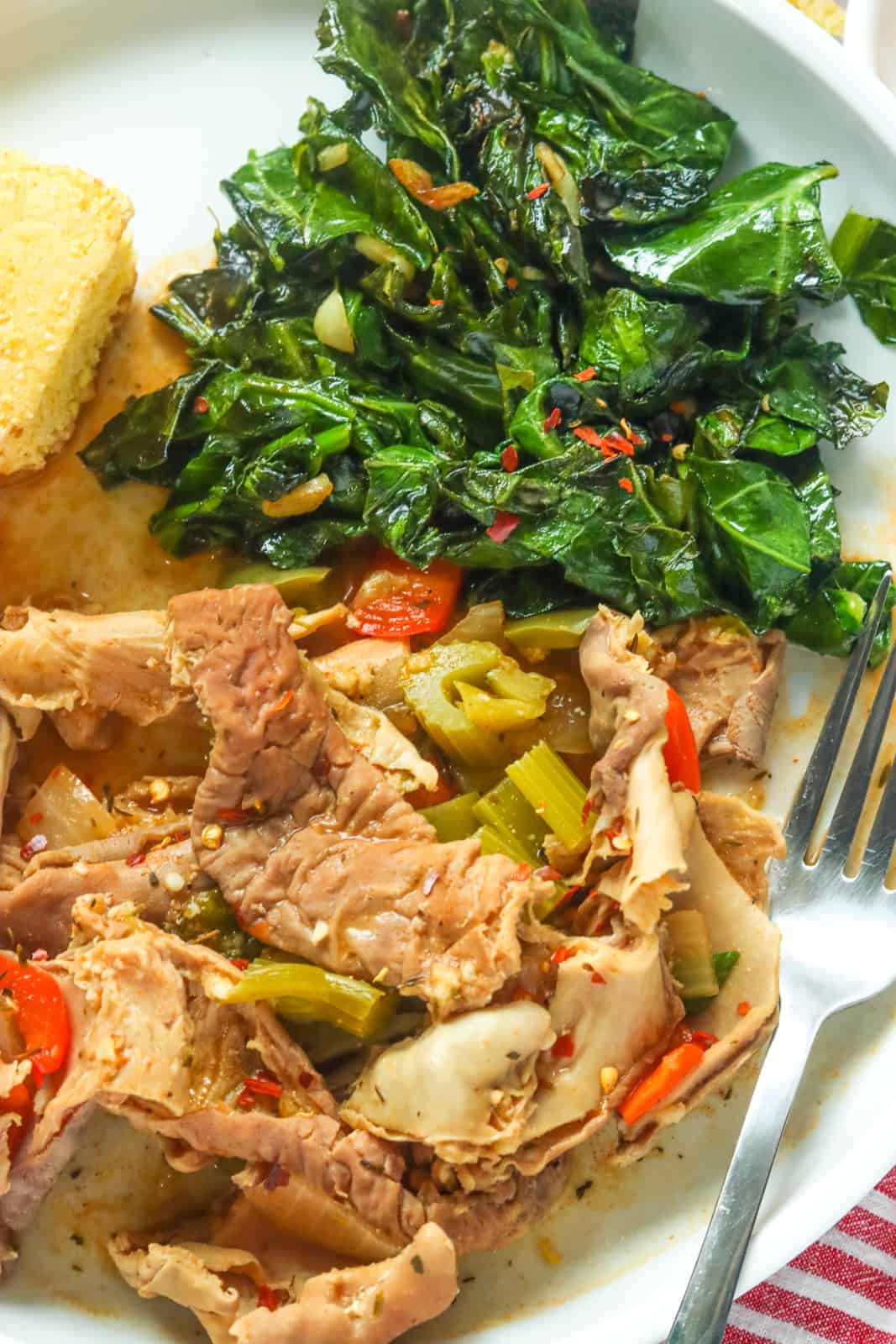 Soul-satisfying hog maw with collard greens and cornbread