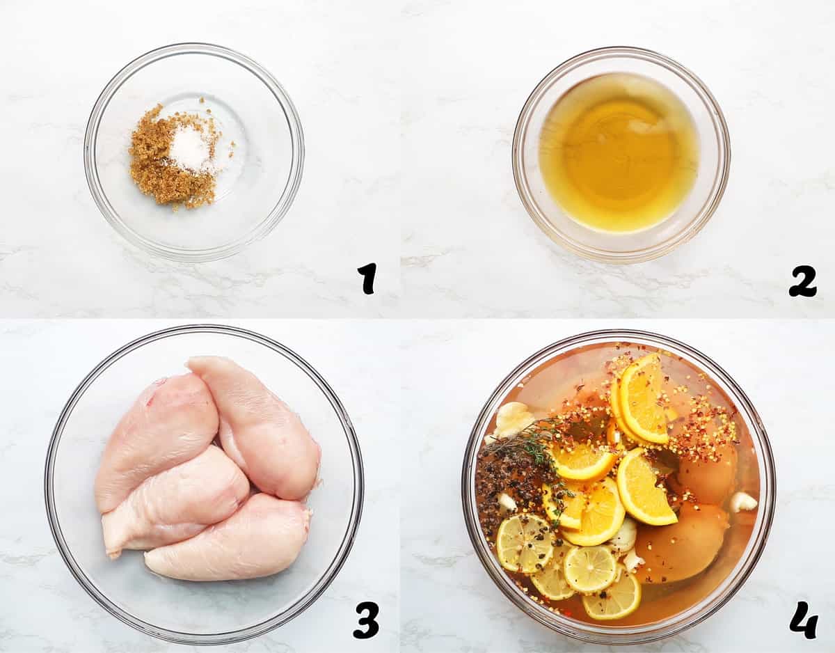 Dissolve the sugar and salt in water, add apple cider, then add the rest of the ingredients