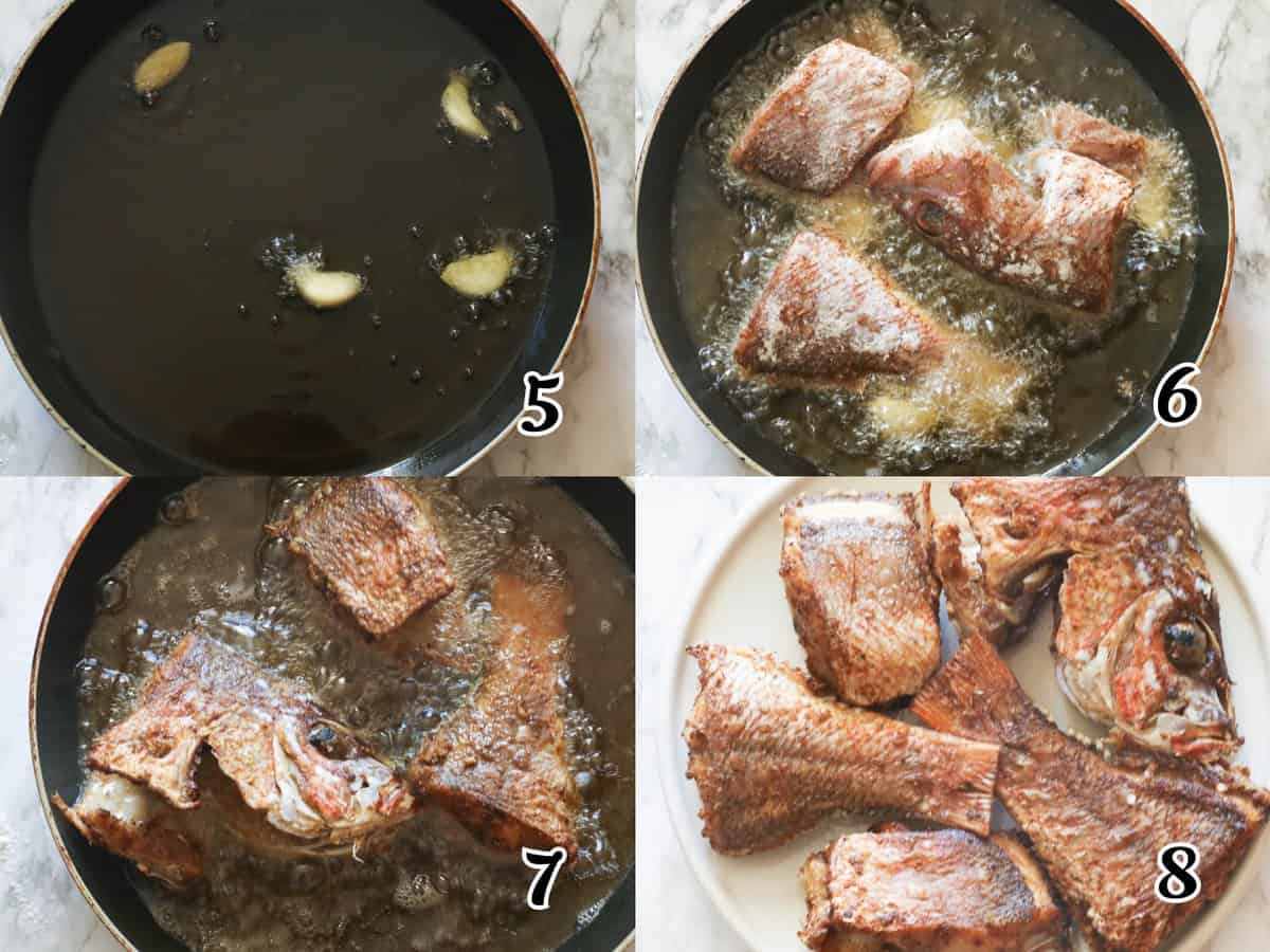 Heat the oil, and cook the fish