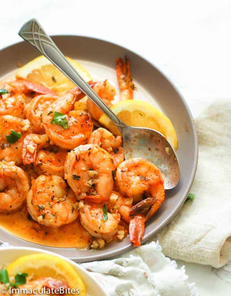 Garlic Butter Shrimp loaded with fresh herbs, paprika, garlic, lemon, and Creole Seasoning