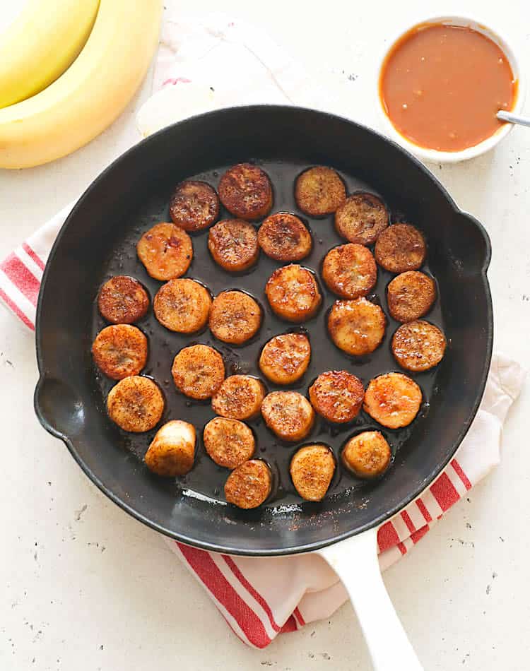 Fried bananas hot from the skillet