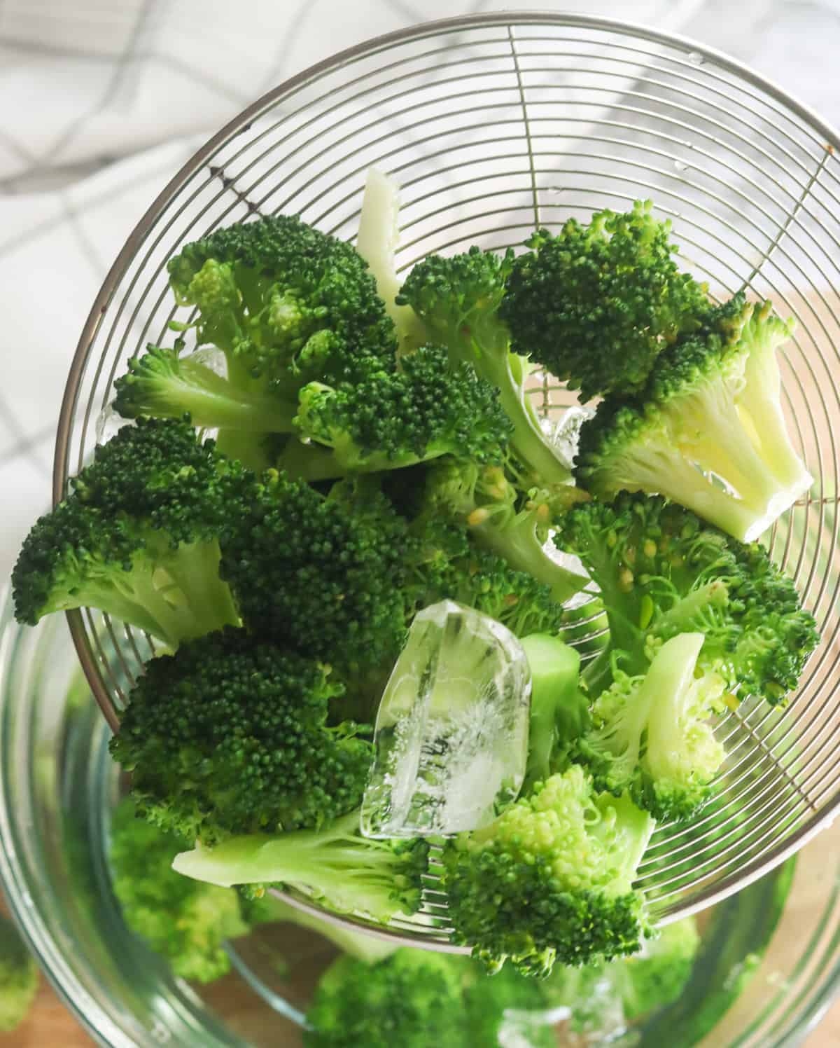 Freshly blanched broccoli