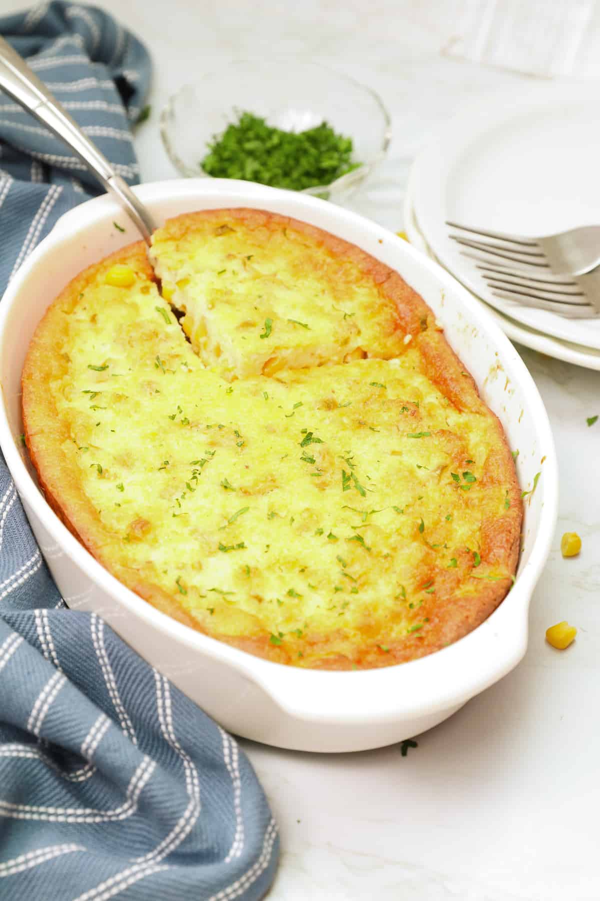 Enjoy buttery and creamy corn pudding
