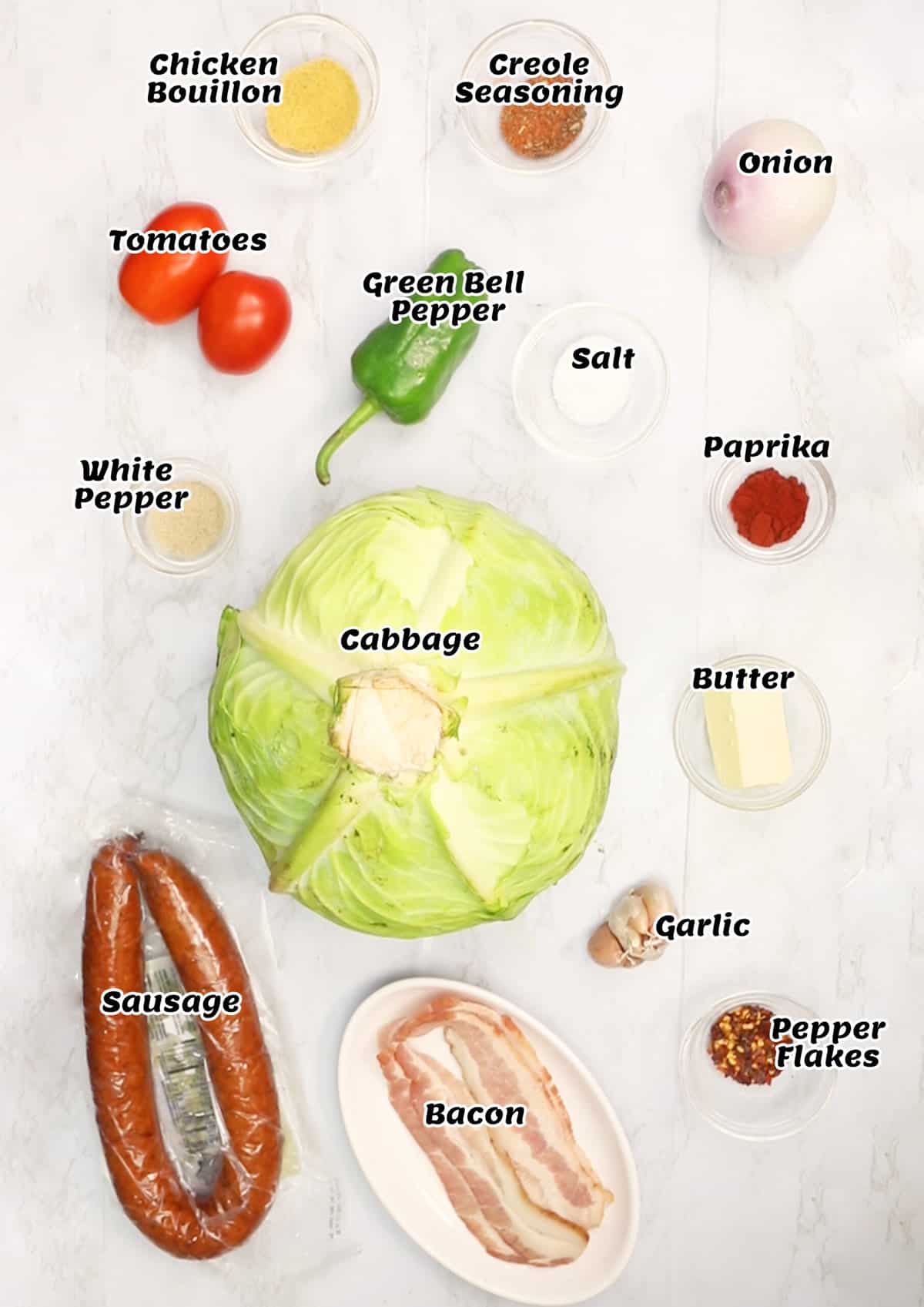 Recipe Ingredients Cabbage and sausage