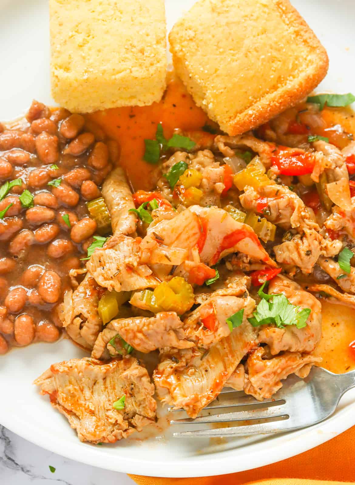 Chitterlings with pinto beans and cornbread